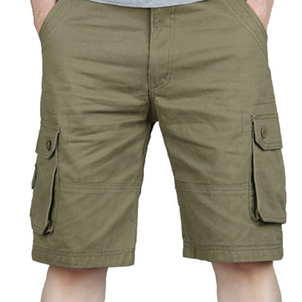Multi-pocket Overalls Comfortable and relaxed Casual Shorts (Color:Army Yellow Size:40)