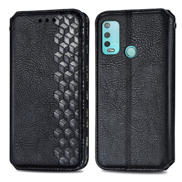 For Wiko Power U30 Cubic Grid Pressed Horizontal Flip Magnetic Leather Case with Holder & Card Slots & Wallet(Black)