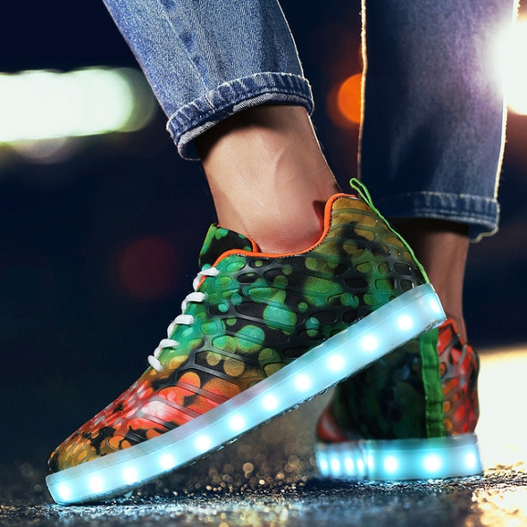 LED Colorful Light Shoes USB Charging Mesh Luminous Shoes, Size: 38(Grass Green)