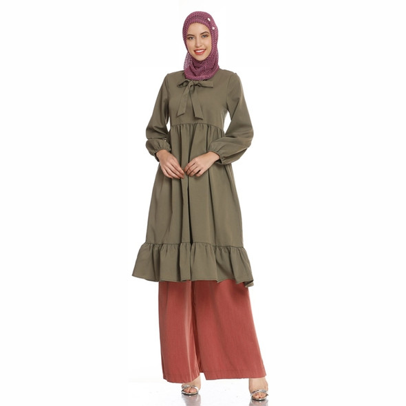 Slim Waist Dress Wide Leg Pants Set (Color:Army Green Size:XXL)