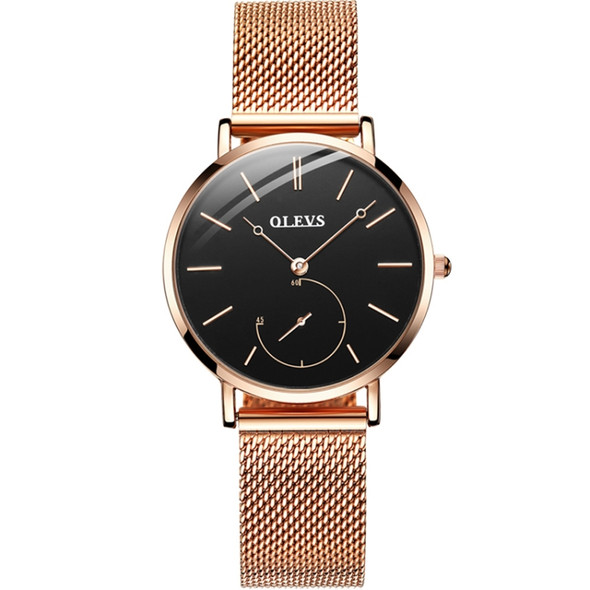 OLEVS 5190 Women Waterproof Ultra-thin Small Dial Quartz Watch(Rose Gold + Black)