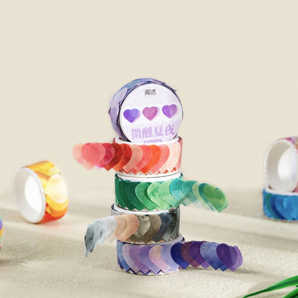 8 PCS Washi Tape Rainbow Fruit Tea Series Special-Shaped Hand-Painted Love Shape Hand Account Decoration Sticker