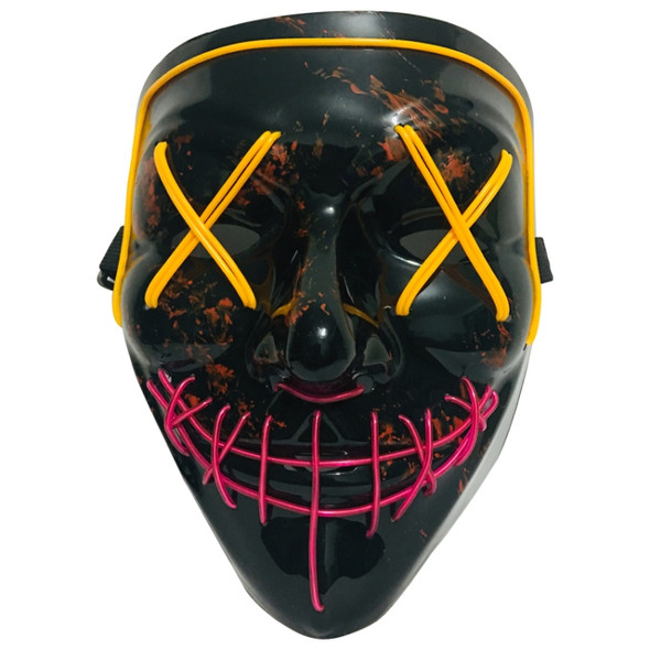 Halloween Festival Party X Face Seam Mouth Two Color LED Luminescence Mask(Yellow Purple)