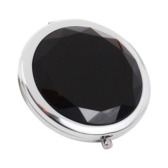 Metal Crystal Makeup Mirror Folding Double Mirror(Black)