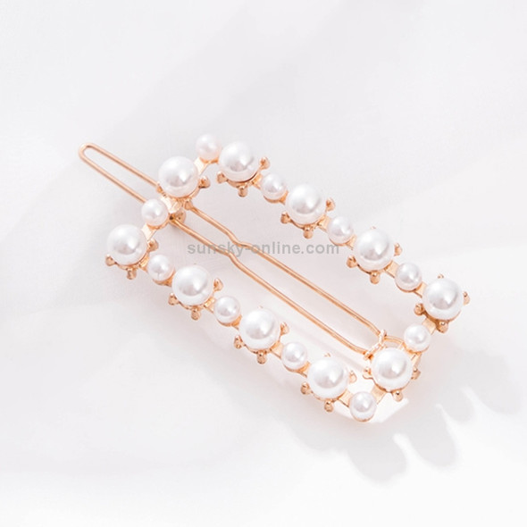 Geometric Irregular Pearl Hairpins Girls Delicate Hair Grip(Rectangle)