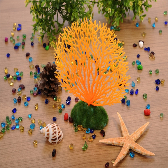2 PCS Aquarium Decorative Silicone Fake Coral Fish Tank Artificial Plant Decorative(Orange)