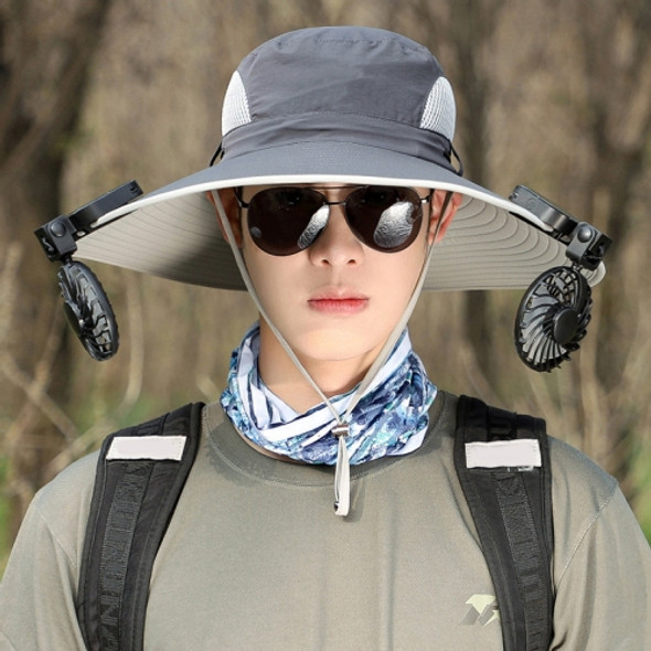 Solar Fan Hat Male Summer Big Brim Sunscreen Sun Hat Outdoor Leisure Fisherman Hat, Size: Adjustable 56-60cm(Deep Gray )