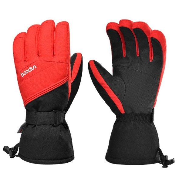 Boodun Winter Outdoor Ski Gloves Plus Velvet Inner Mountaineering Waterproof Keep Warm Gloves, Size: L(Black Red)