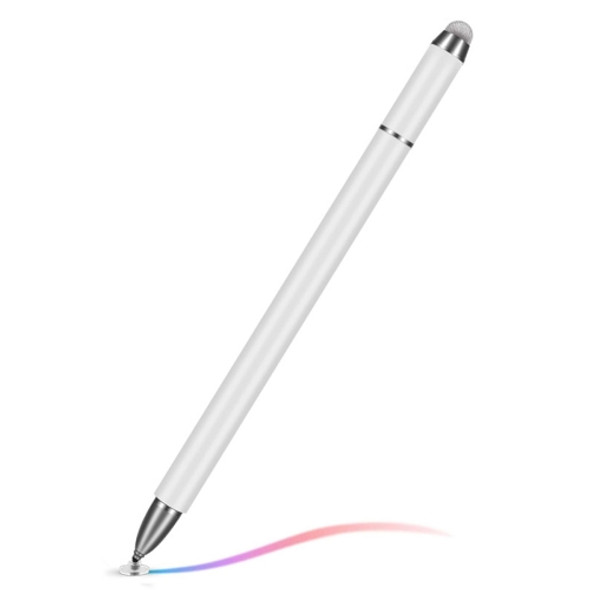 JB03 Universal Magnetic Pen Cap Pan Head + Fiber Cloth + Ball Point Pen 3 in 1 Stylus Pen for Smart Tablets and Mobile Phones (White)