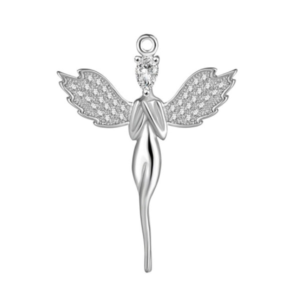 PJ884 925 Sterling Silver Women Angel Necklace Pendant(White Gold)