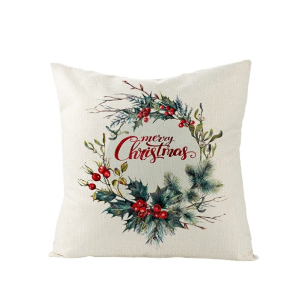 2 PCS Christmas Watercolor Printed Linen Pillowcase Sofa Garland Cushion Cover Without Pillow Core, Size: 45x45cm(JYM106-5)