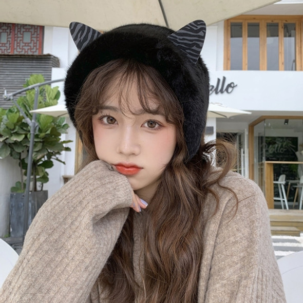 Cat Ear Shape Earmuffs Female Autumn and Winter Warm Ear Cover, Size: One Size(Black)