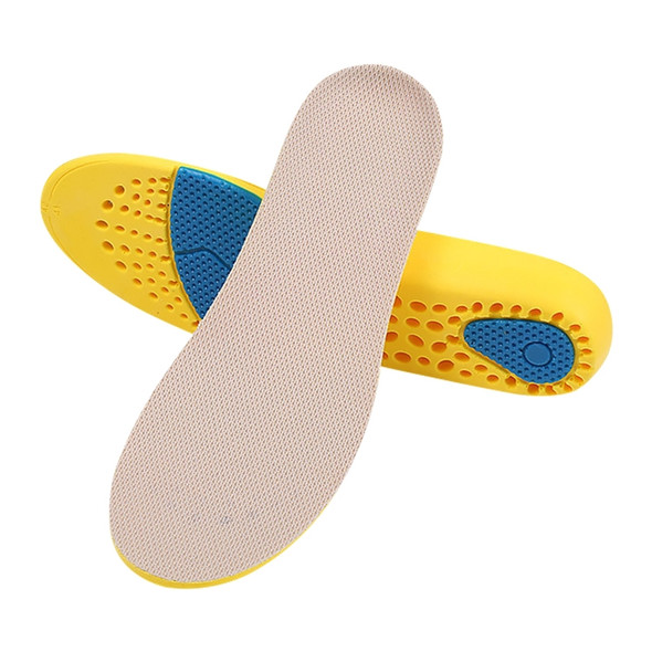 2 PCS 086 086 PU Silicone Sweat-absorbent Breathable Shock-absorbing Sports Full Shoe Pads Cuttable Increase Insole, Size:45-46(Yellow Bottom Gray Surface)