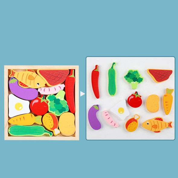 2 PCS Cartoon Three-Dimensional Puzzle Children Wooden Educational Early Education Grasping Board Toy(Food)