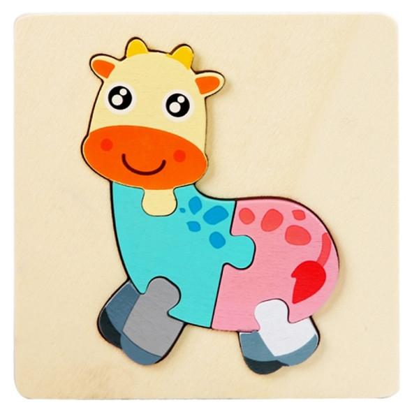 5 PCS Children Wooden Three-Dimensional Puzzle Early Education Cartoon Animal Geometric Educational Toys(Deer)
