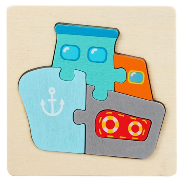 5 PCS Children Wooden Three-Dimensional Puzzle Early Education Cartoon Animal Geometric Educational Toys(Ship)