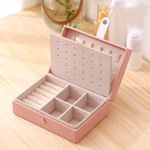 Portable Princess Style Jewelry Box Small Simple Earrings Ring Storage Box, Specification: 16.5x11.5x5.8cm(Pink)