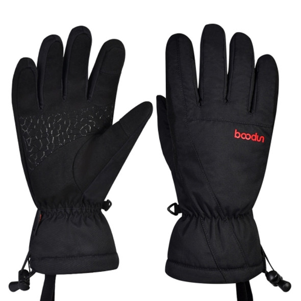 Boodun Five-Finger Ski Gloves Windproof Waterproof Finger Touch Screen Keep Warm Gloves, Size: L(Black)