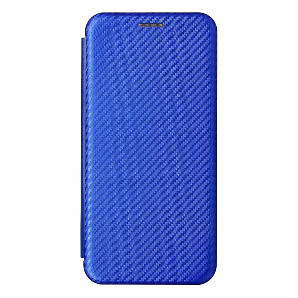 For Asus Zenfone 8 / ZS590KS (8 Mini) Carbon Fiber Texture Magnetic Horizontal Flip TPU + PC + PU Leather Case with Card Slot(Blue)