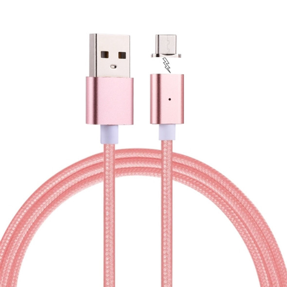 1m Weave Style 2A Magnetic USB-C / Type-C to USB Weave Style Data Sync Charging Cable with LED Indicator, For Galaxy S8 & S8 + / LG G6 / Huawei P10 & P10 Plus / Xiaomi Mi6 & Max 2 and other Smartphones (Rose Gold)