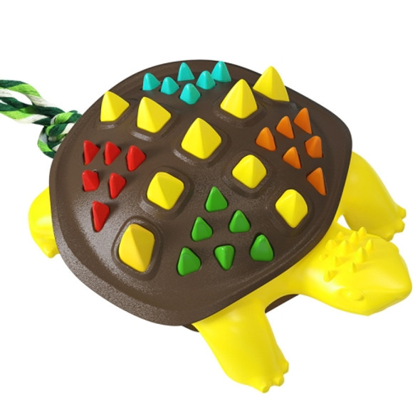 Turtle Dog Teething Stick Rope Knot Dog Toothbrush Dog Toys(Yellow + Chocolate Shell)