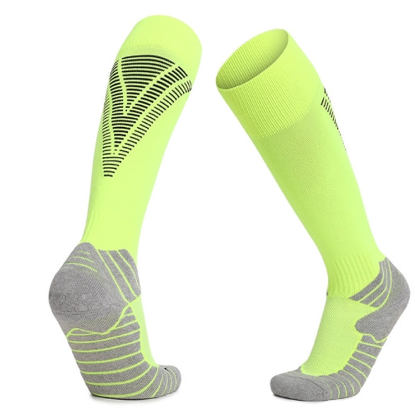 Thick Terry Non-Slip Sports Socks Over The Knee Stockings, Size: Adult  Free Size(Fluorescent Green)