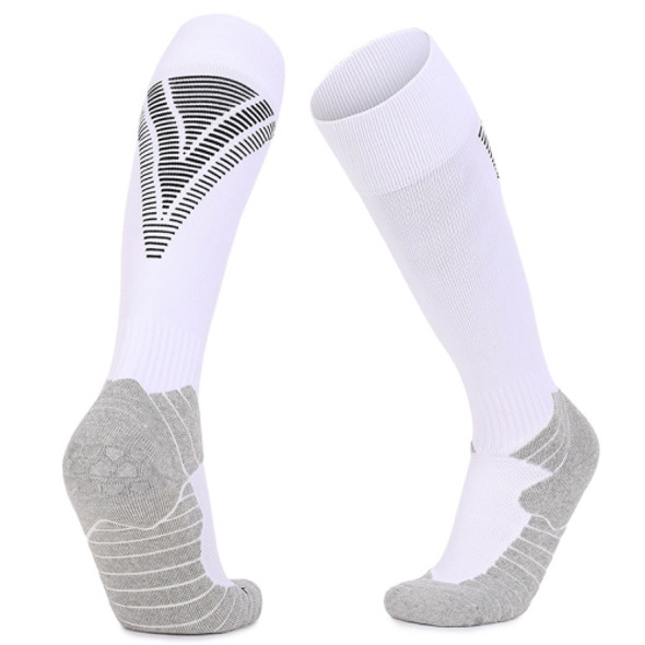 Thick Terry Non-Slip Sports Socks Over The Knee Stockings, Size: Adult  Free Size(White)