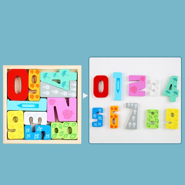 2 PCS Cartoon Three-Dimensional Puzzle Children Wooden Educational Early Education Grasping Board Toy(Number)