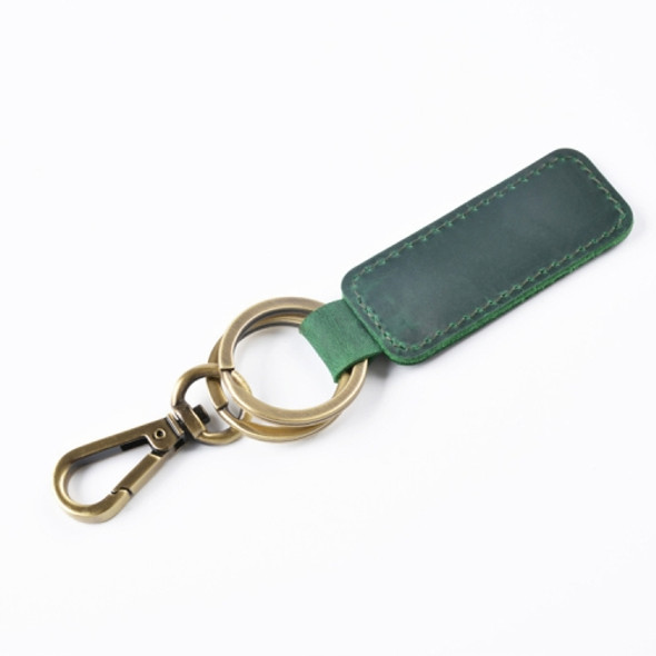 2 PCS Handmade Crazy Horse Leather Retro Keychain Car Couple Keychain, Specification: Double Ring(Ink Green)