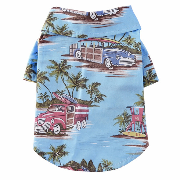 2 PCS Pet Beach Shirt Dog Print Spring And Summer Clothes, Size: M(Blue)