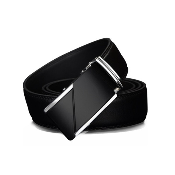 COWATHER CZ025 Men Fashion Business Two-Layer Cowhide Automatic Buckle Belt,Length： 130cm(Black)