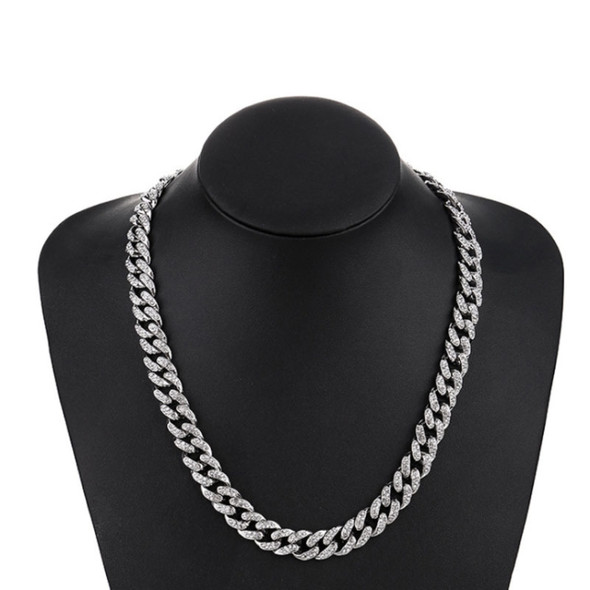 2 PCS TZ100 Hip Hop Cuban Necklace Clothes Accessories For Men, Colour: Silver 8 Inches