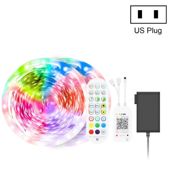 10M 600 LEDs Bluetooth Suit Smart Music Sound Control Light Strip Non-waterproof 5050 RGB Colorful Atmosphere LED Light Strip With 24-Keys Remote Control(US Plug)