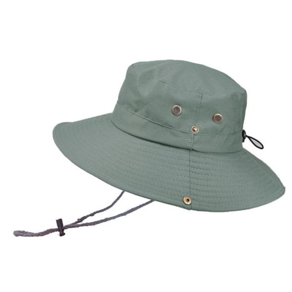 Outdoor Sun Hat Hiking Big Brim Breathable Sunscreen Fisherman Hat(Green Gray)