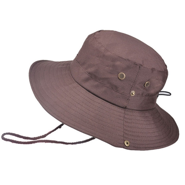 Outdoor Sun Hat Hiking Big Brim Breathable Sunscreen Fisherman Hat(Brown)