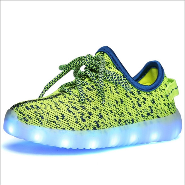 Low-Cut LED Colorful Fluorescent USB Charging Lace-Up Luminous Shoes For Children, Size: 26(Fluorescent Green)
