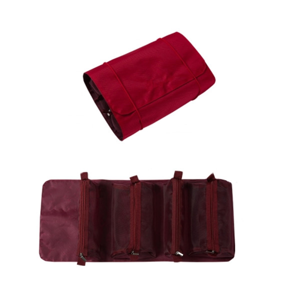 4 In 1 Multi-Function Cosmetics Storage Bag Removable Large Capacity Travel Convenient Cosmetic Bag Wash Bag, Colour: Red Wine