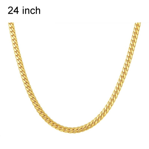 2 PCS 5mm Full Sideways Gold Plated Necklace Fashion Jewelry, Specification: 24 inch (60cm)