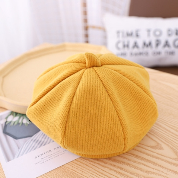 MZ9657 Pure Color Polyester+Eyelon Children Peaked Cap Beret, Size: Around 52cm(Yellow)