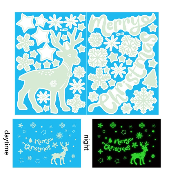 3 Sets Christmas Decoration Luminous Stickers Window Glass Wall Stickers(QT001-002 Static)