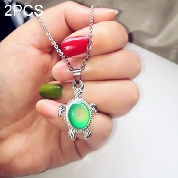 2 PCS Alloy Temperature Sensitive Discoloration Necklace Jewelry(Little Turtle)