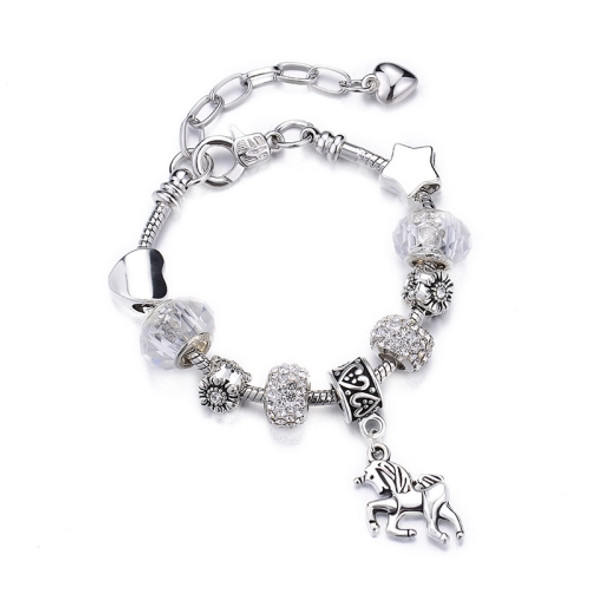 2 PCS Crystal Unicorn Bracelet DIY Handmade Jewelry Female Child Snake Bone Bracelet Length: 18cm(SL161 White)