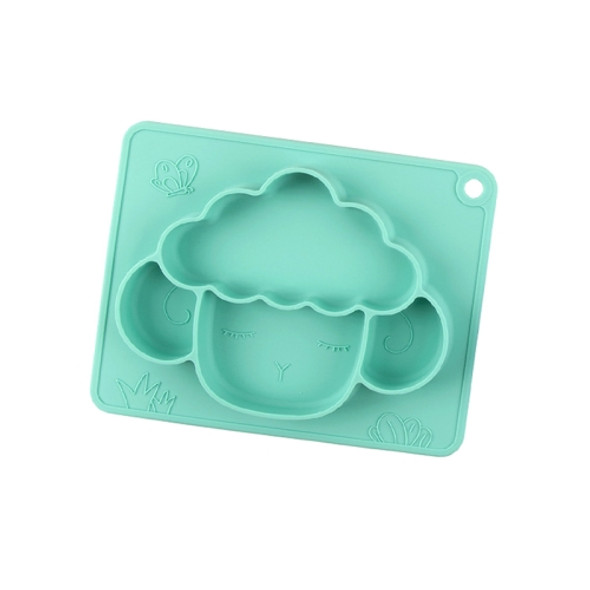 M010094 Children Silicone Dinner Plate Gridded Anti-Fall Eating Bowl Baby Cartoon Complementary Food Non-Slip Suction Cup Bowl(Green)