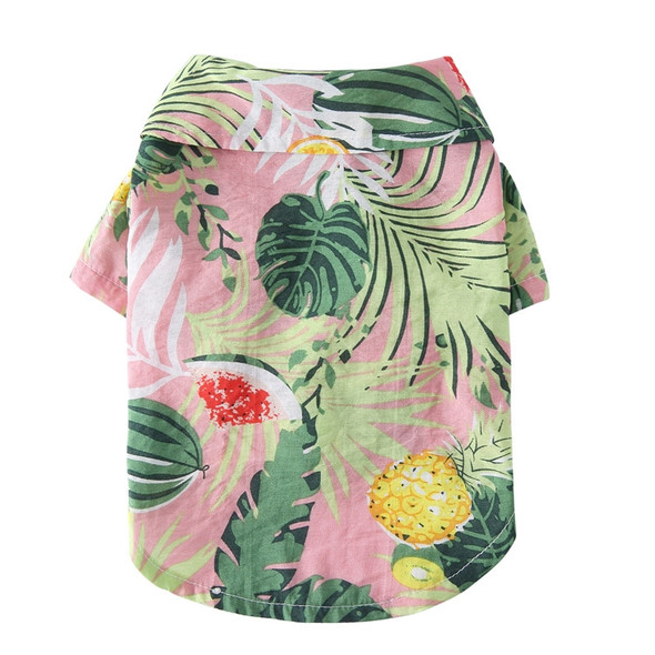 2 PCS Pet Beach Shirt Dog Print Spring And Summer Clothes, Size: XL(Pink)