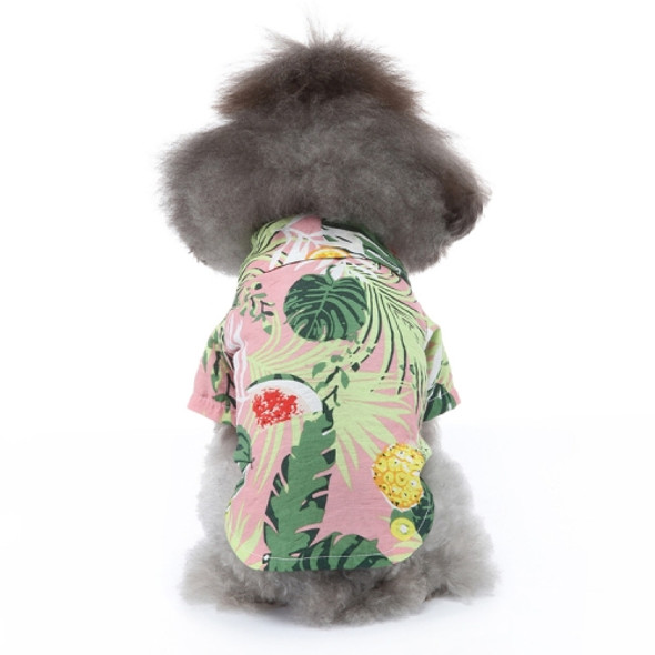 2 PCS Pet Beach Shirt Dog Print Spring And Summer Clothes, Size: XL(Pink)