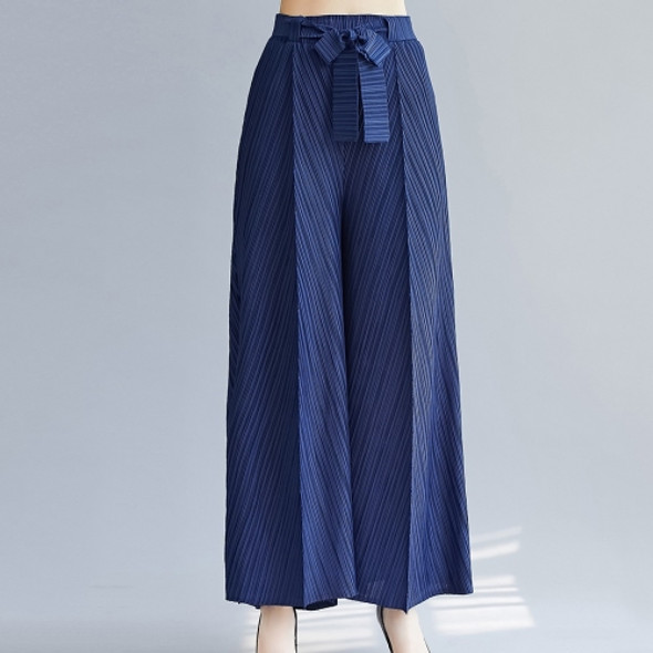 Pleated Casual Pants Show Thin Temperament Stretch Wide-leg Pants (Color:Grey Size:Free Size)