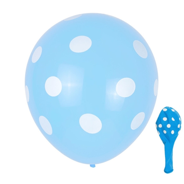 100 PCS FY-10280 12 Inch Dot Party Decorative Balloon Wedding Scene Arrangement Latex Balloon(Light Blue White Dot)