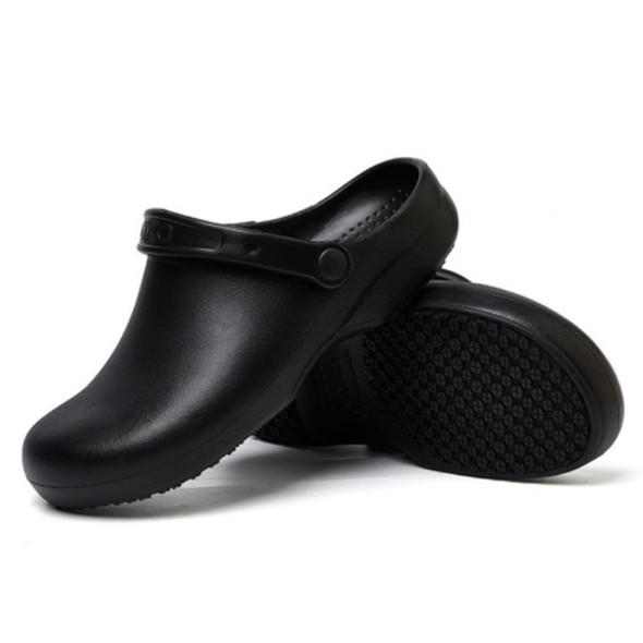 Kitchen Chef Shoes Food Service Non-slip Water-proof Oil-Proof Slippers, Size:39(Black)