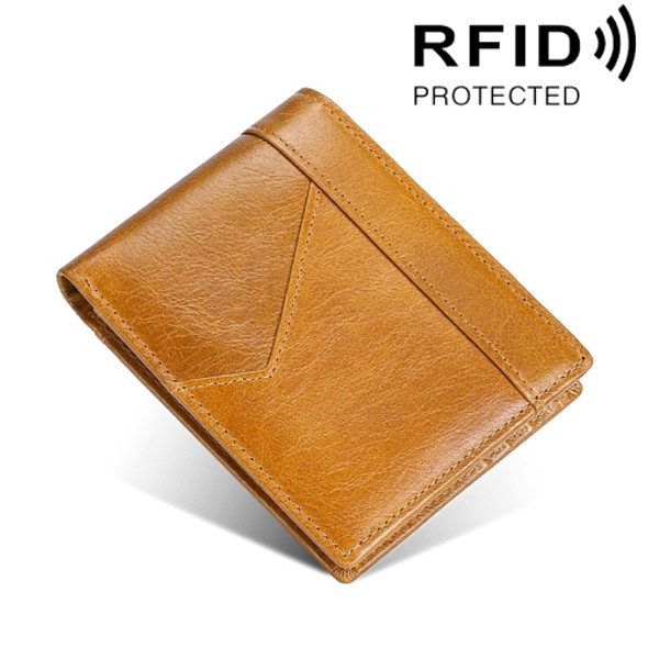 Stitching Leather Men Wallet RFID Anti-Theft Wallet(Brown)