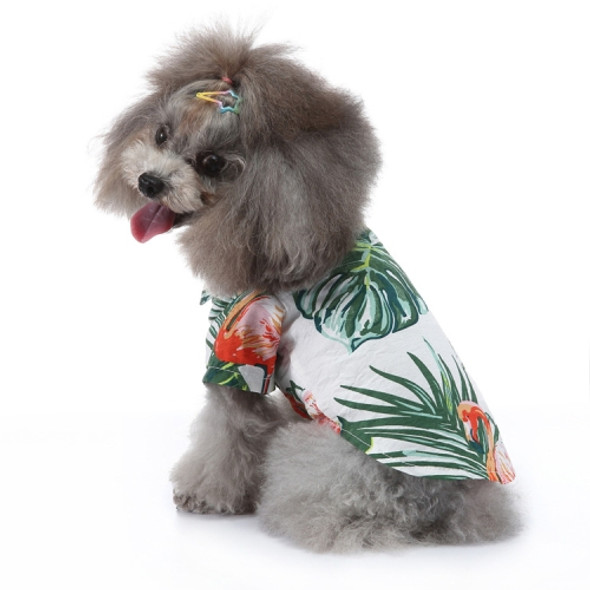 2 PCS Pet Beach Shirt Dog Print Spring And Summer Clothes, Size: L(Green White)